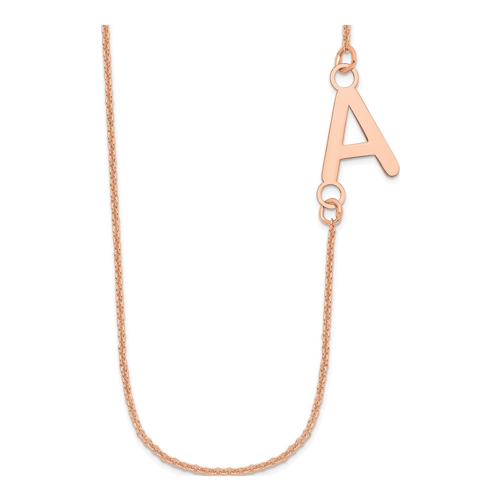 14K Rose Gold Offset Initial Necklace