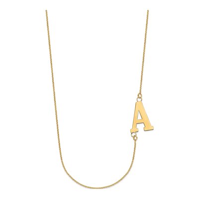 14K Yellow Gold Large Offset Initial Necklace – view 2