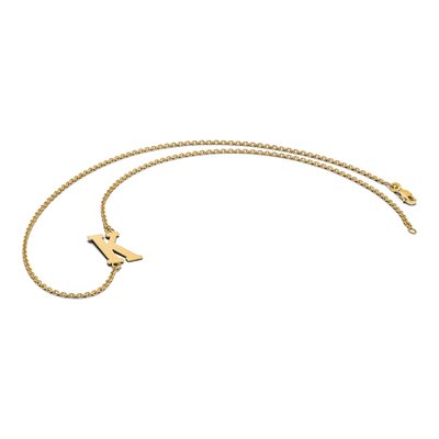 14K Yellow Gold Large Offset Initial Necklace – view 4