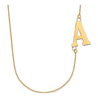 14K Yellow Gold Large Offset Initial Necklace