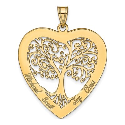 Gold-Plated Sterling Silver Personalized Heart Family Tree Pendant – view 2