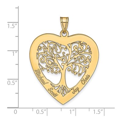Gold-Plated Sterling Silver Personalized Heart Family Tree Pendant – view 5