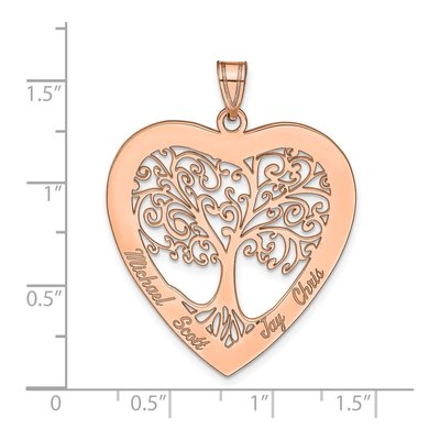 14K Rose Gold Heart Family Tree Pendant – view 3