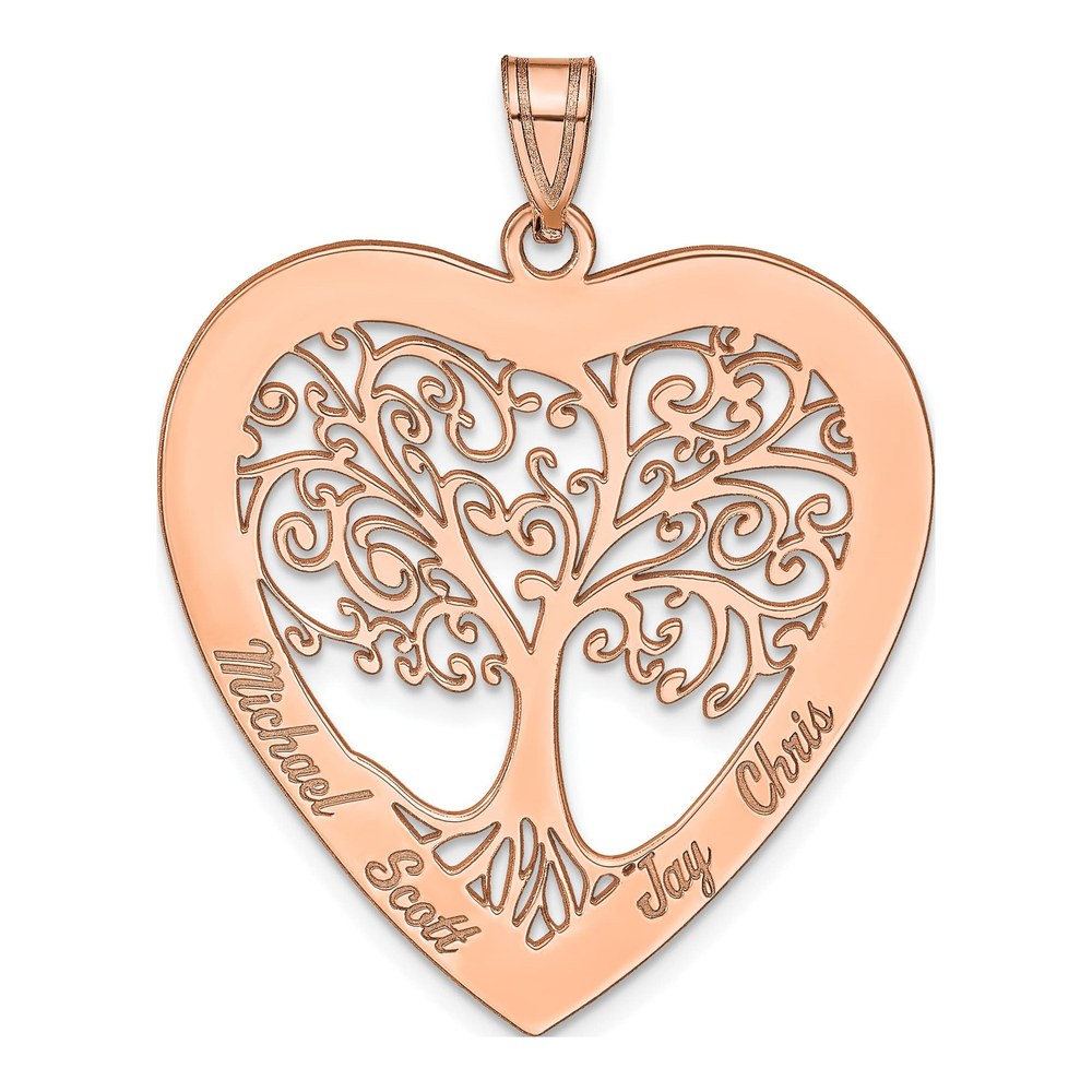 14K Rose Gold Heart Family Tree Pendant