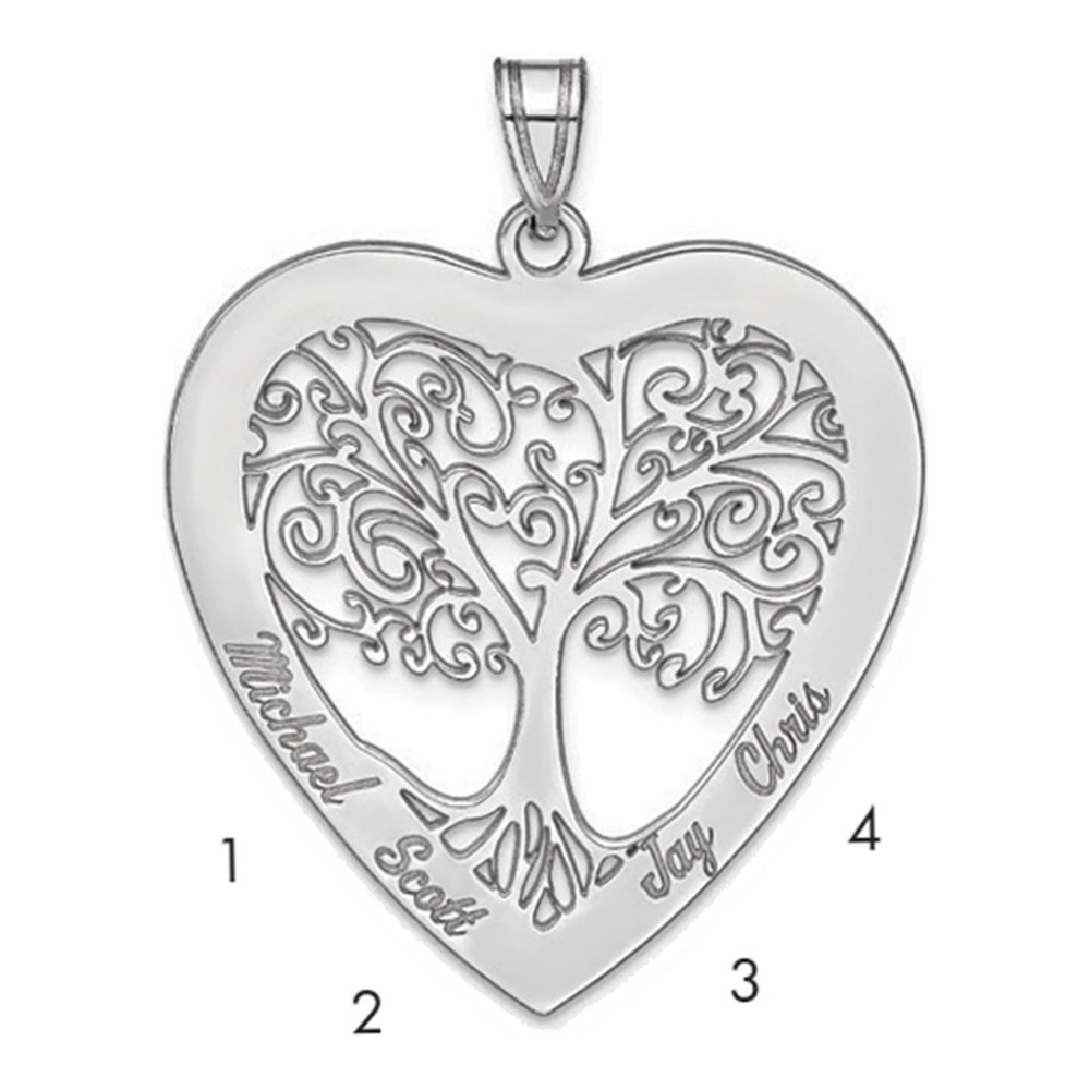 Sterling Silver Heart Family Tree Pendant