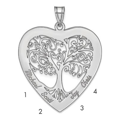 Sterling Silver Heart Family Tree Pendant