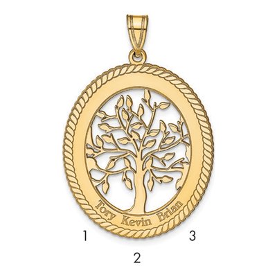 Gold-Plated Sterling Silver Personalized Family Tree Pendant