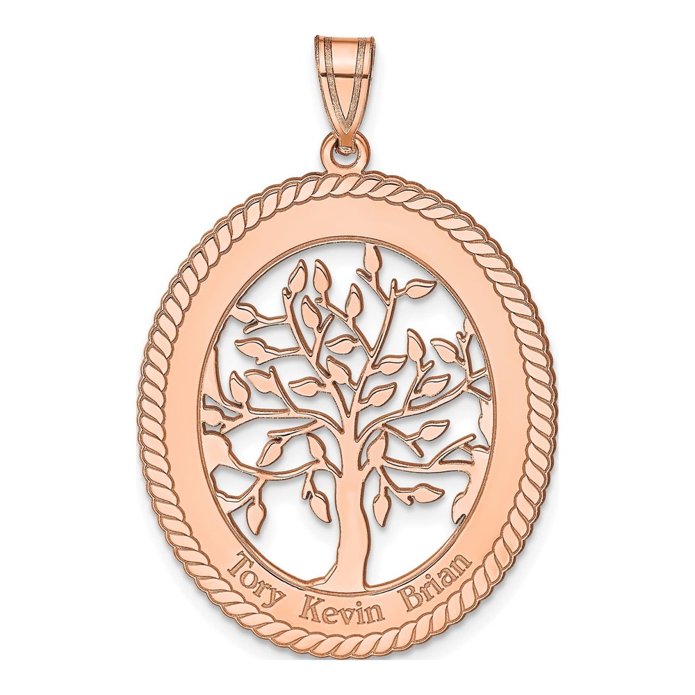 14K Rose Gold Oval Family Tree Pendant