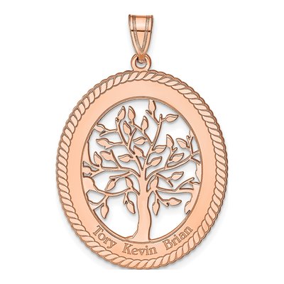 14K Rose Gold Oval Family Tree Pendant