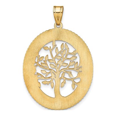 14K Yellow Gold Oval Family Tree Pendant – view 4