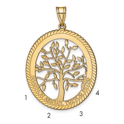 Gold-Plated Sterling Silver Personalized Family Tree Pendant