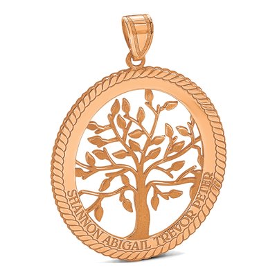 14K Rose Gold Oval Family Tree Pendant – view 5