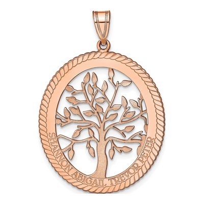 14K Rose Gold Oval Family Tree Pendant