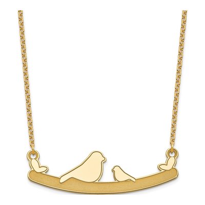 Gold-Plated Sterling Silver Mom Baby Bird Pendant Necklace