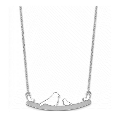 Sterling Silver Mom Baby Bird Pendant Necklace – view 2