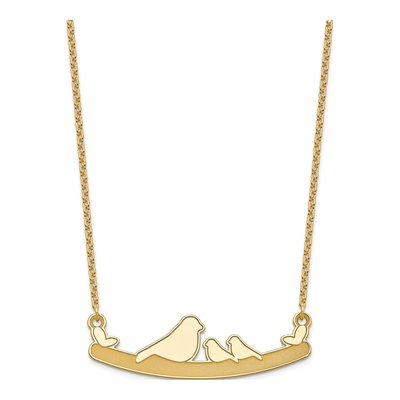 Gold-Plated Sterling Silver Mom Baby Birds Pendant Necklace – view 2