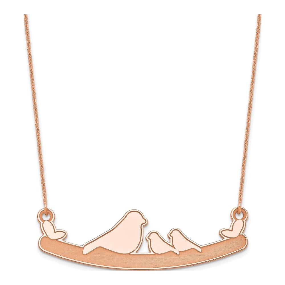 14K Rose Gold Mom Baby Birds Necklace