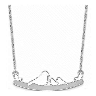 Sterling Silver Personalized Mom Baby Birds Pendant Necklace