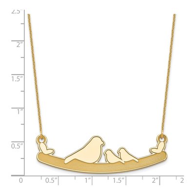 14K Yellow Gold Mom Baby Birds Necklace – view 3