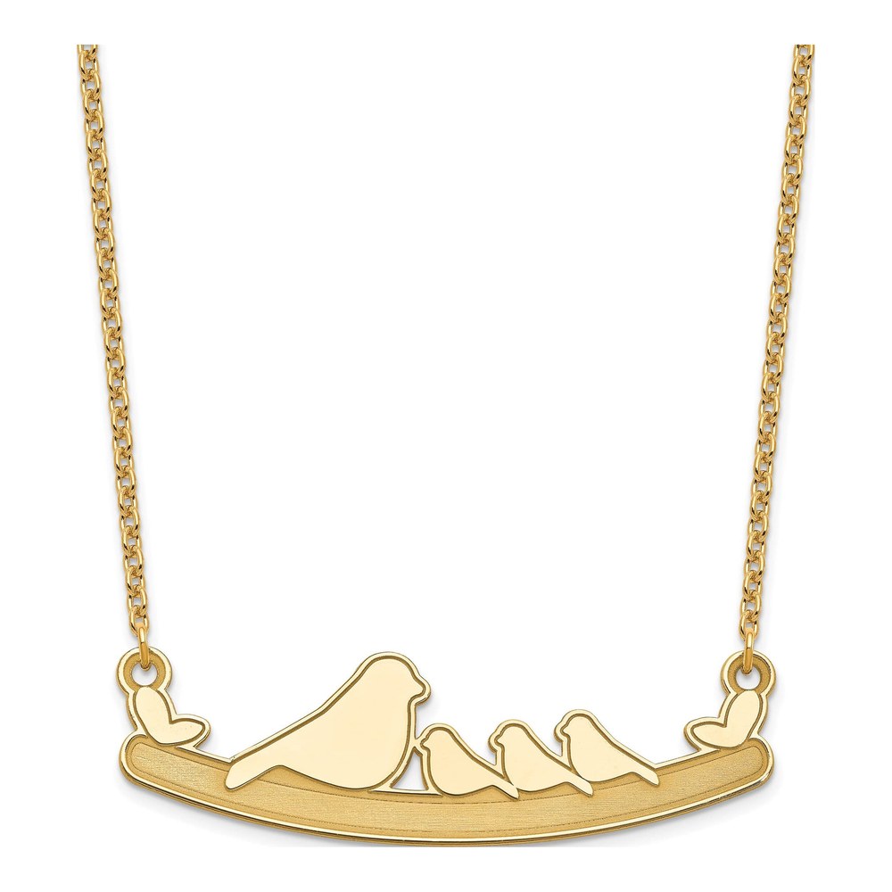 Gold-Plated Sterling Silver Mom Baby Birds Pendant Necklace