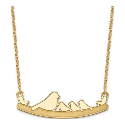 Gold-Plated Sterling Silver Mom Baby Birds Pendant Necklace