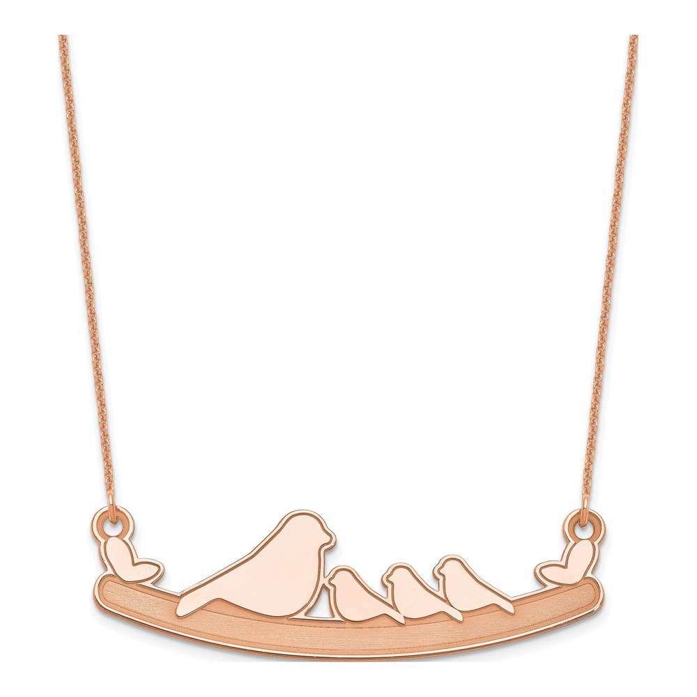 14K Rose Gold Mom Baby Birds Necklace