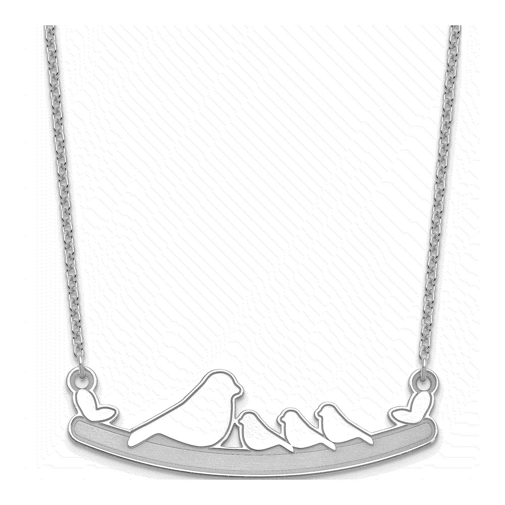 Sterling Silver Mom Baby Birds Pendant Necklace