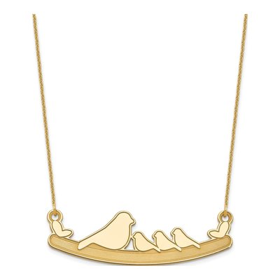 14K Yellow Gold Mom Baby Birds Necklace – view 2