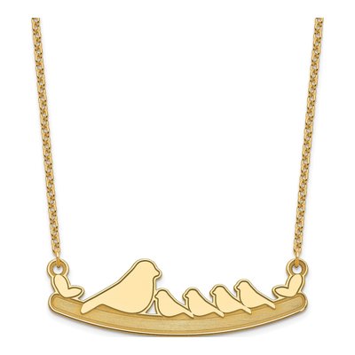 Gold-Plated Sterling Silver Mom Baby Birds Pendant Necklace
