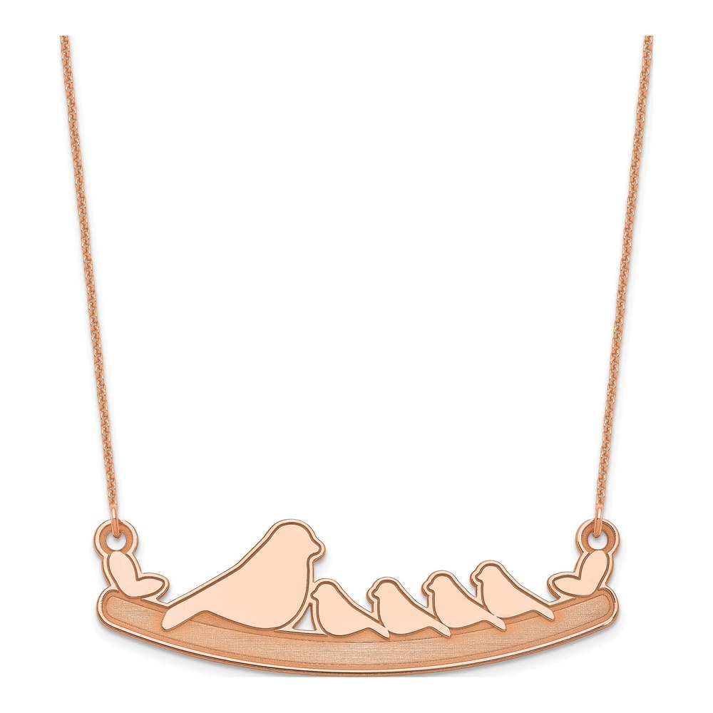 14K Rose Gold Mom Baby Birds Necklace