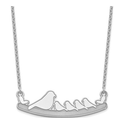 Sterling Silver Mom Baby Birds Pendant Necklace