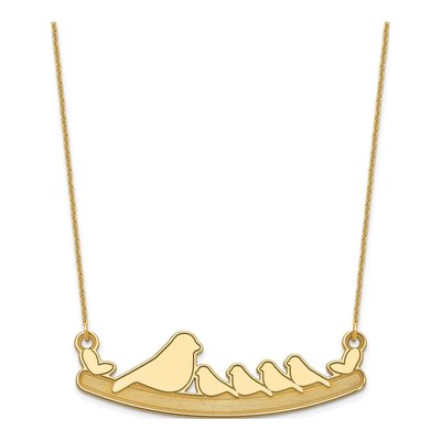 14K Yellow Gold Mom Baby Birds Necklace – view 2