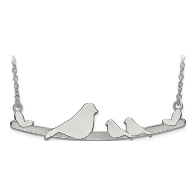 Sterling Silver Bird Family Pendant Necklace