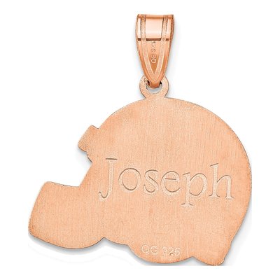 14K Rose Gold Personalized Football Helmet Pendant – view 2