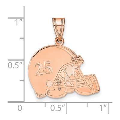 14K Rose Gold Personalized Football Helmet Pendant – view 3