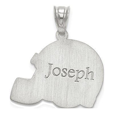 14K White Gold Personalized Football Helmet Pendant – view 2