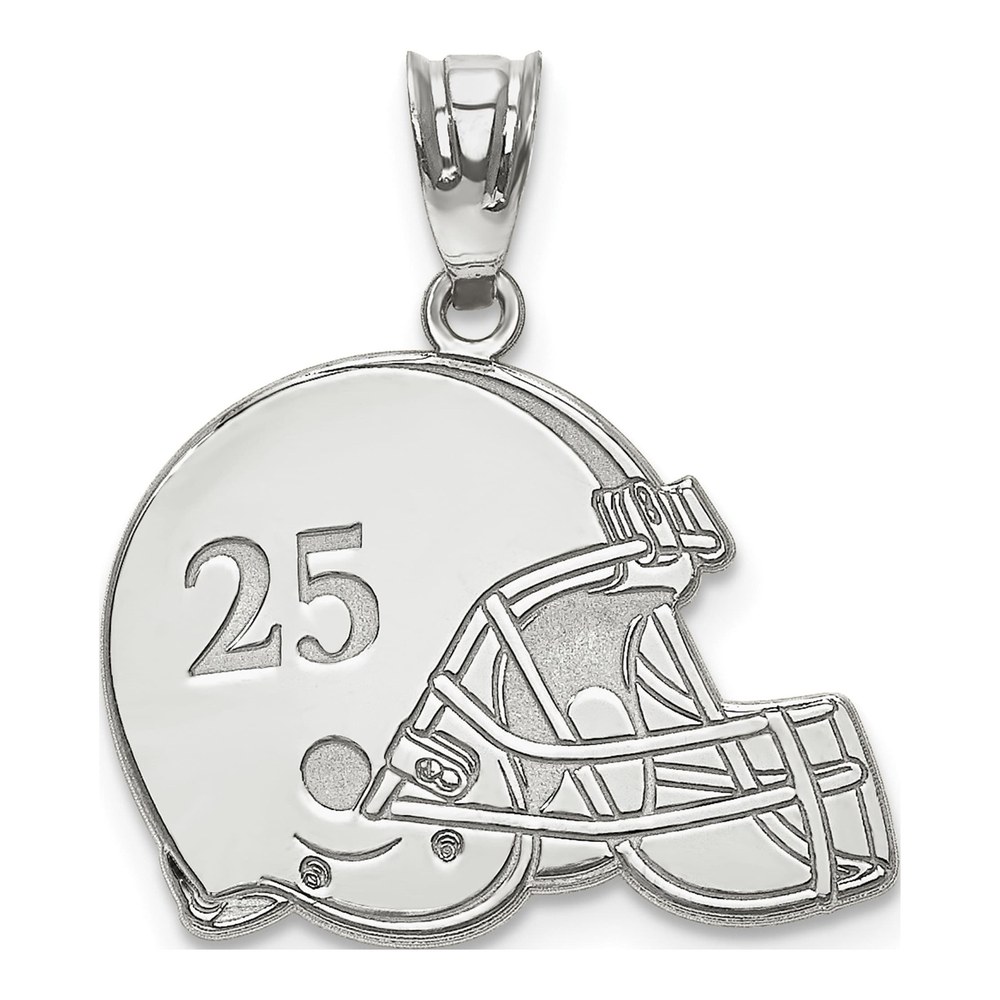 14K White Gold 14Kw Personalized Football Helmet Pendant