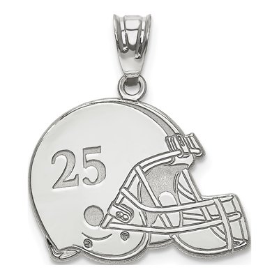 14K White Gold Personalized Football Helmet Pendant