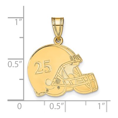 14K Yellow Gold Personalized Football Helmet Pendant – view 3