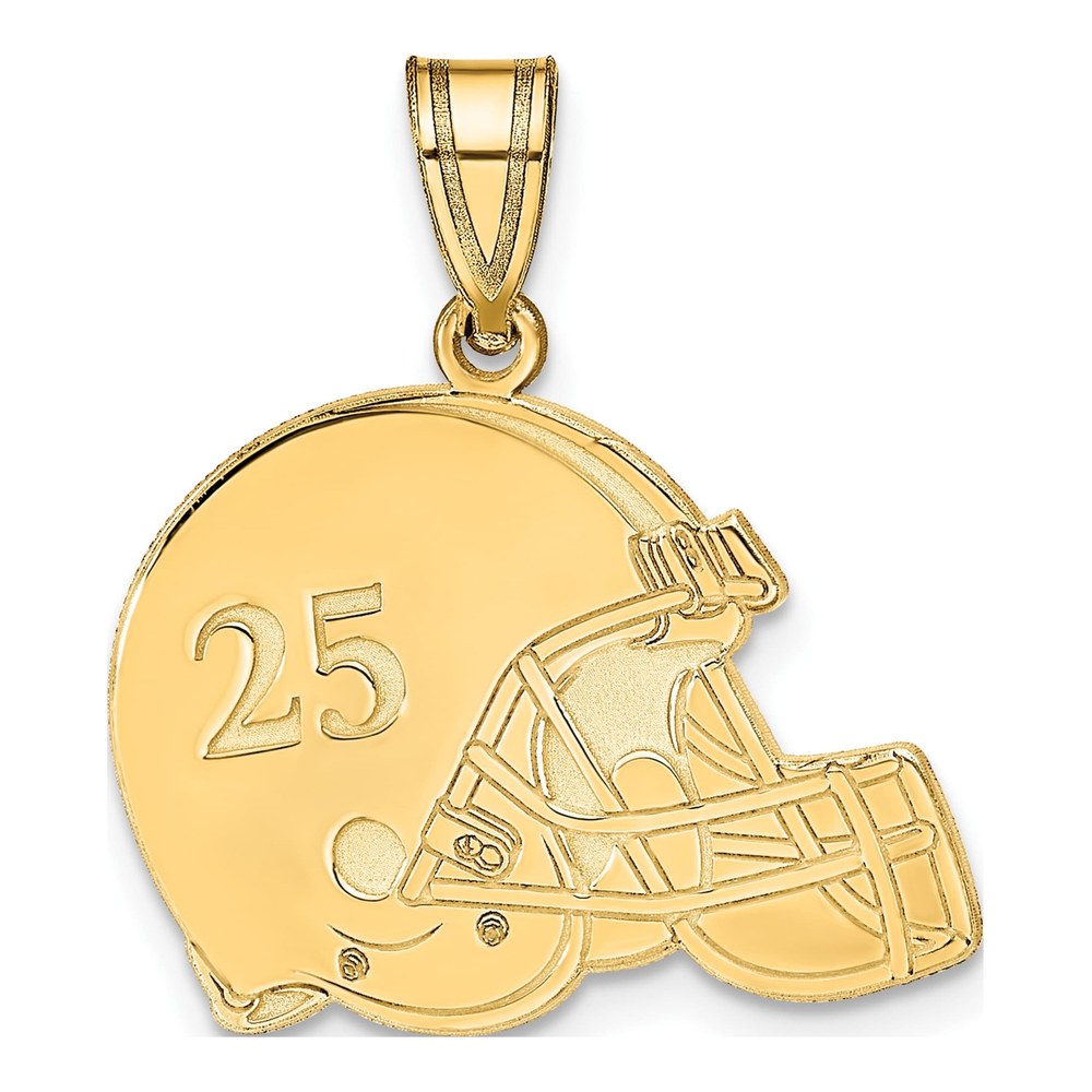 14K Yellow Gold Personalized Football Helmet Pendant