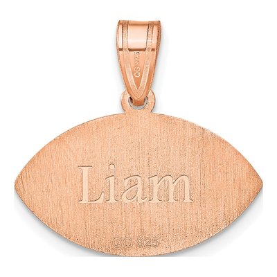14K Rose Gold Personalized Football Pendant – view 2