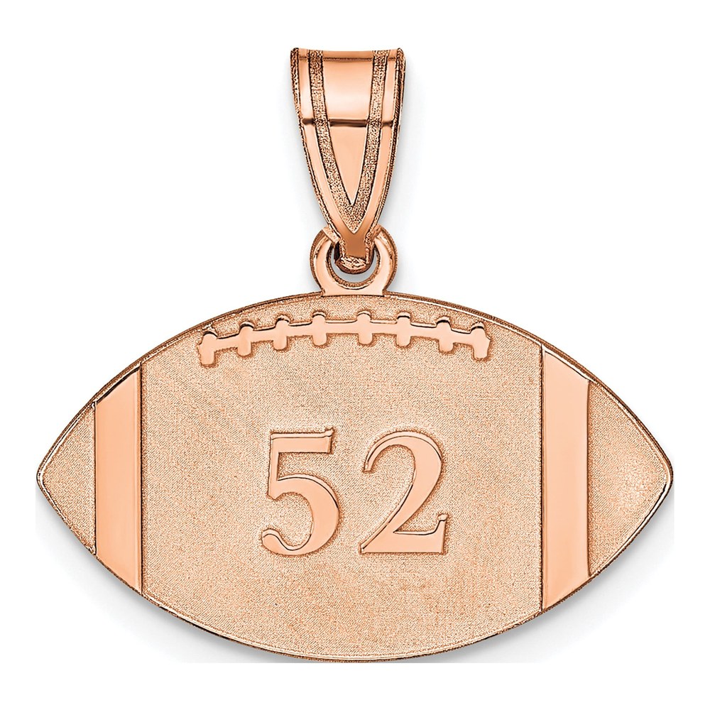 14K Rose Gold Personalized Football Pendant
