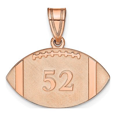 14K Rose Gold Personalized Football Pendant
