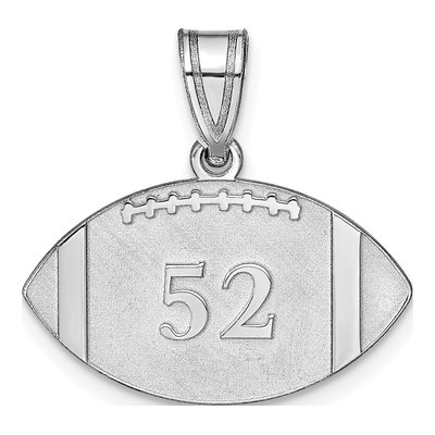 14K White Gold Personalized Football Pendant