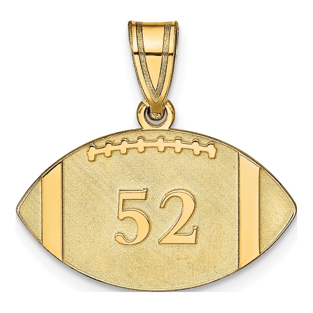 14K Yellow Gold Personalized Football Pendant