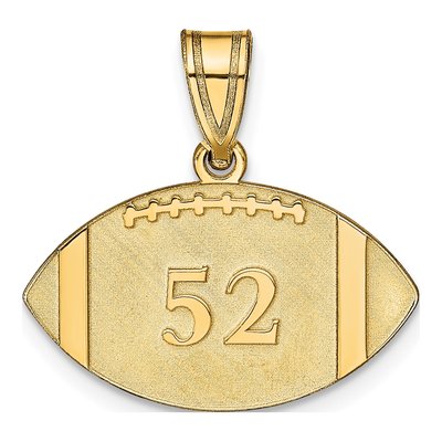 14K Yellow Gold Personalized Football Pendant