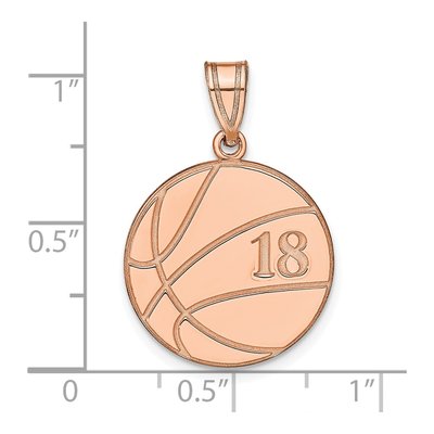 14K Rose Gold Personalized Basketball Pendant – view 3