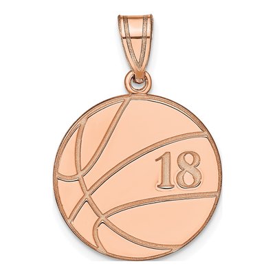 14K Rose Gold Personalized Basketball Pendant