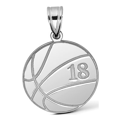 14K White Gold Personalized Basketball Pendant – view 5