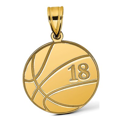 14K Yellow Gold Personalized Basketball Pendant – view 4